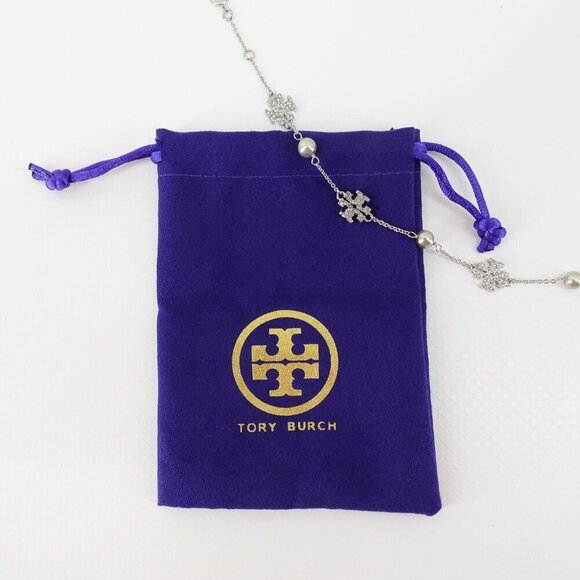 Tory Burch Gemstones and Pearl Bracelet Silver OS - Picture 3 of 16